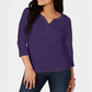 Camisa Henley de algodão feminina Karen Scott, roxa, tamanho pequeno GG