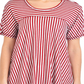 Camiseta feminina listrada NY Collection Swing vermelha tamanho pequeno XL