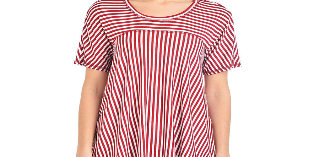Camiseta feminina listrada NY Collection Swing vermelha tamanho pequeno XL