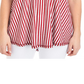 Camiseta feminina listrada NY Collection Swing vermelha tamanho pequeno XL