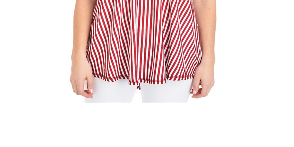 Camiseta feminina listrada NY Collection Swing vermelha tamanho pequeno XL
