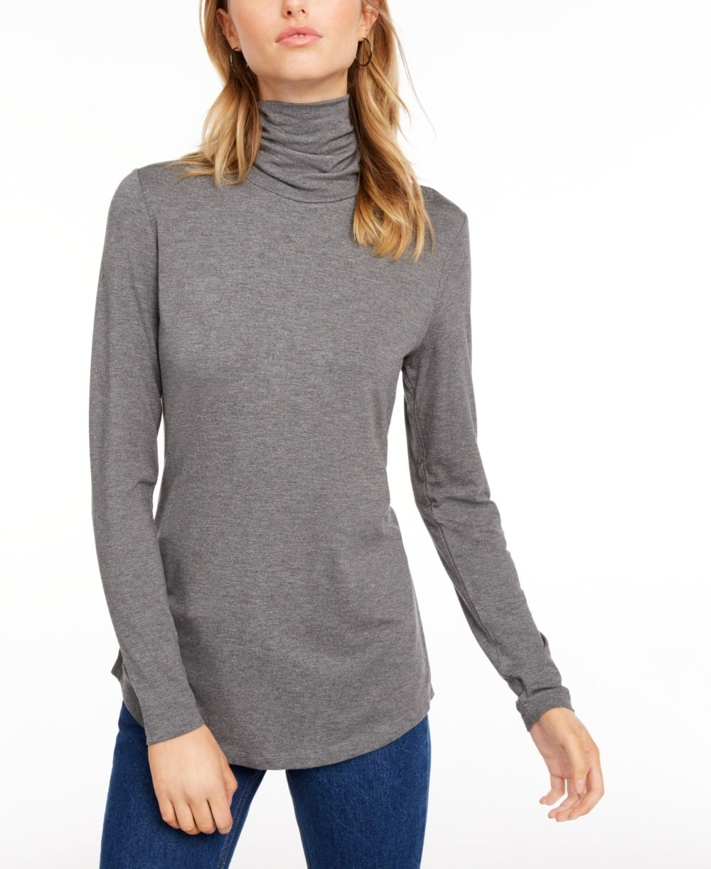 Blusa feminina de gola alta Maison Jules, cinza, tamanho extragrande