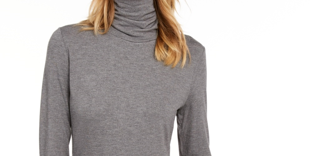 Blusa feminina de gola alta Maison Jules, cinza, tamanho extragrande