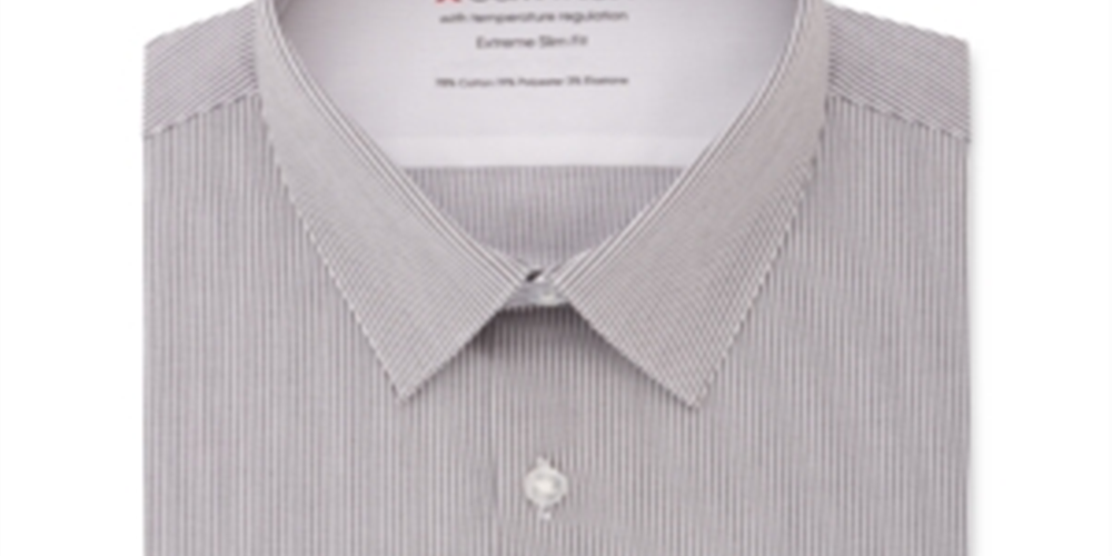 Camisa social masculina Calvin Klein Extreme Slim Fit com regulagem de temperatura e xadrez cinza, tamanho GG