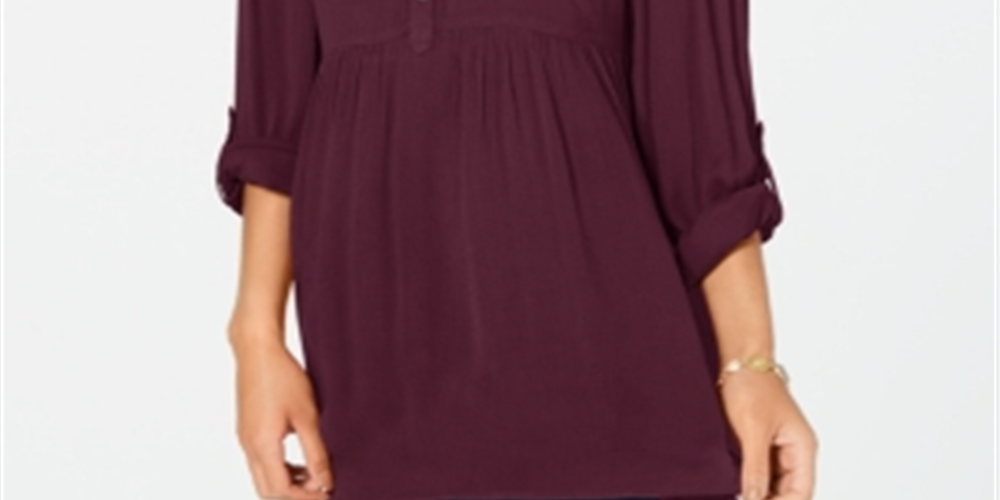 Camisa túnica babydoll feminina Style &amp; Co Winestone tamanho pequeno L