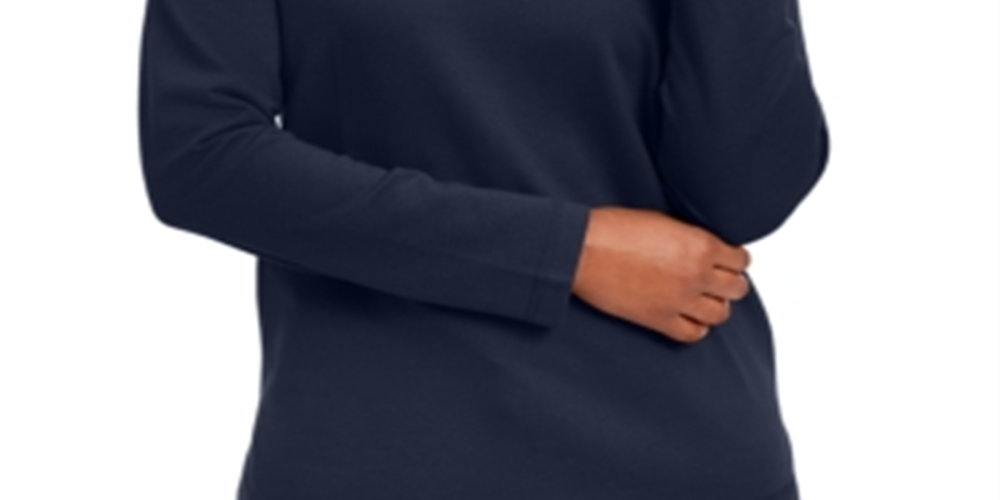 Blusa feminina Karen Scott com decote em V, azul, tamanho pequeno GG