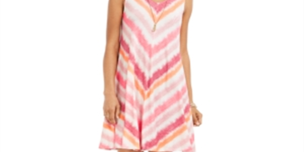 Vestido rodado sem mangas estampado feminino Style &amp; Co, rosa, tamanho pequeno