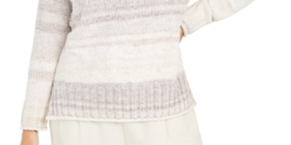 Blusa feminina estilo &amp; co com decote redondo e manga comprida, tamanho pequeno, branca