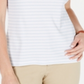 Camiseta feminina listrada Karen Scott, azul, tamanho pequeno grande