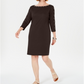 Vestido esportivo feminino Karen Scott de algodão com tachas e manga 3/4, tamanho chocolate, pequeno