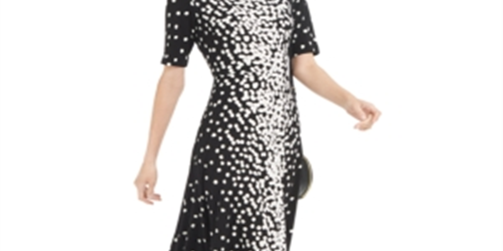 Vestido Alfani Feminino com Amarração nas Costas e Gola Simulada, Preto, Tamanho Pequeno P