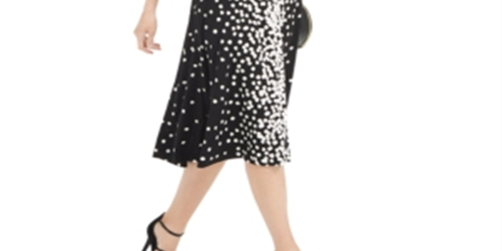 Vestido Alfani Feminino com Amarração nas Costas e Gola Simulada, Preto, Tamanho Pequeno P