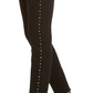 Calça jeans skinny feminina INC International Concepts com tachas e bainha desfiada, preta, tamanho 0