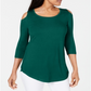 JM Collection Blusa feminina com ombros descobertos, verde, tamanho pequeno G