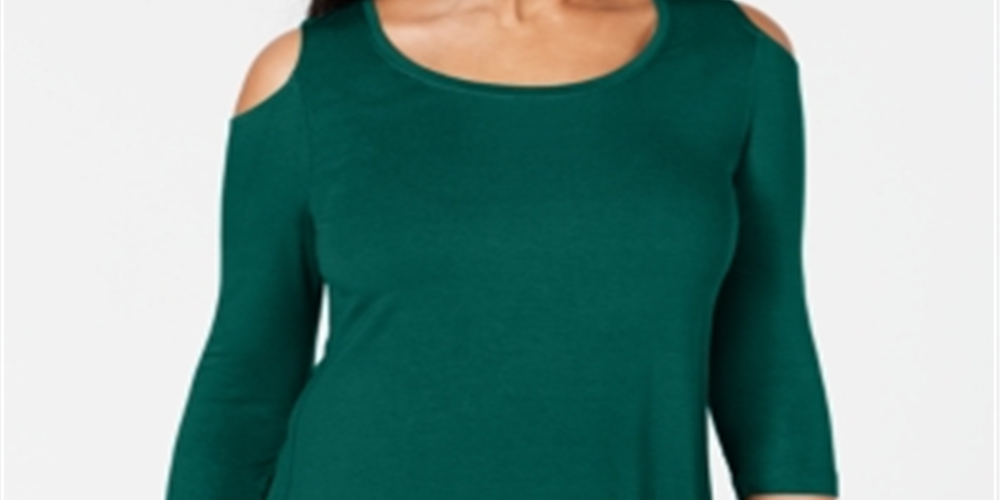 JM Collection Blusa feminina com ombros descobertos, verde, tamanho pequeno G