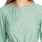 Vince Camuto Blusa feminina listrada de manga comprida com decote em joia, verde, tamanho grande