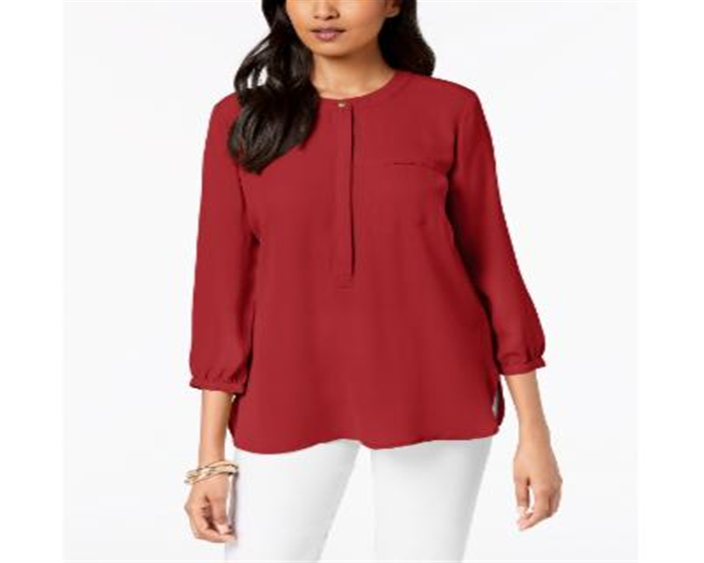 Blusa feminina plissada nas costas, tamanho pequeno, vermelha, JM Collection