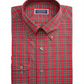 Camisa social xadrez clássica masculina Club Room, tamanho grande e alto, regular fit, resistente a rugas, vermelha, tamanho 17 (37-38)