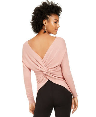 Bar III Women's Wear 2 Ways Twist Suéter Rosa Tamanho XX-Grande