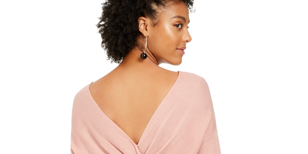 Bar III Women's Wear 2 Ways Twist Suéter Rosa Tamanho XX-Grande