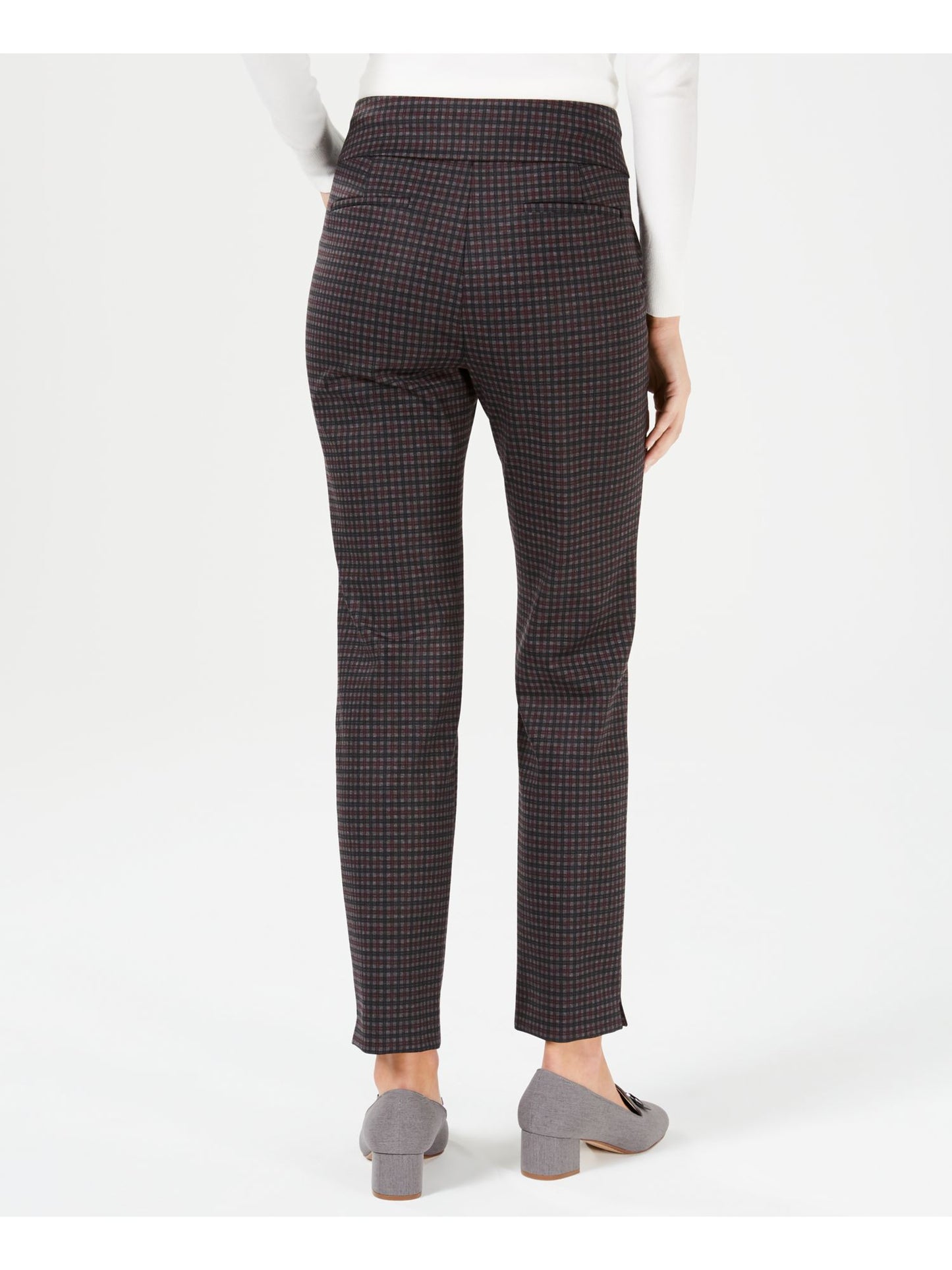 Calça reta xadrez feminina Charter Club, preta, tamanho 10