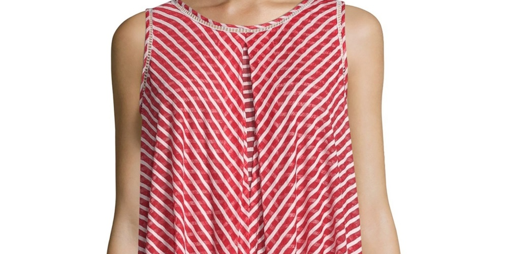 Blusa listrada sem mangas John Paul Richard feminina, vermelha, tamanho pequeno médio