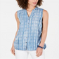 Blusa sem mangas com amarração lateral feminina Style &amp; Co, azul, tamanho pequeno M