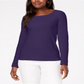 Blusa feminina Karen Scott de algodão com decote redondo, roxa, tamanho médio