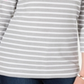 Blusa feminina Karen Scott com decote canoa e listras, manga comprida, decote floral e miçangas, vermelha, tamanho pequeno grande
