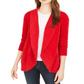 Cardigan feminino estilo &amp; co com gola xale em chenille, vermelho, tamanho pequeno GG