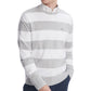 Suéter listrado masculino Tommy Hilfiger Signature Rugby, tamanho grande, prateado