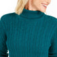 Suéter feminino Charter Club Cable com gola alta verde escuro, tamanho grande