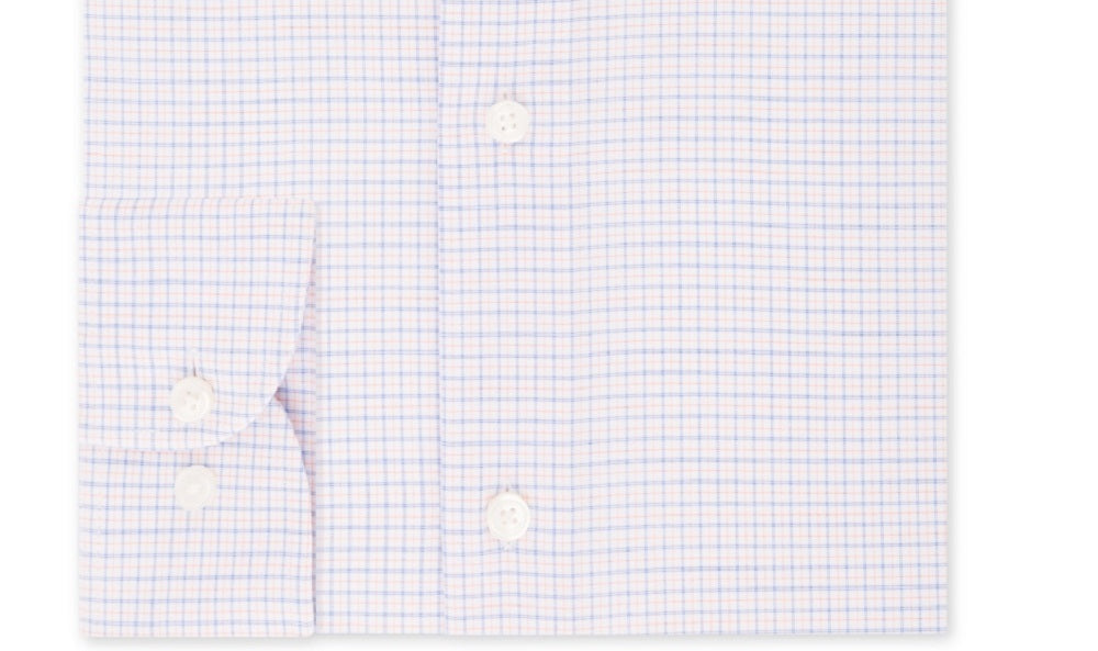 Camisa social masculina Tommy Hilfiger Classic/Regular Fit, sem passar a ferro, Thflex Supima Stretch Check, azul brilhante, tamanho 15,5 x 34-35