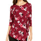 Top Alfani Feminino Petite Estampado com Amarração Lateral Vermelho Tamanho P