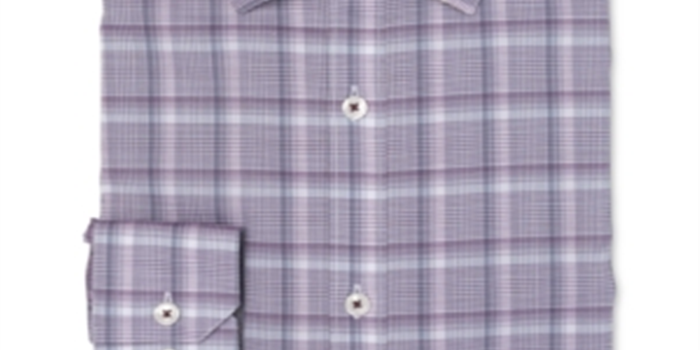 Camisa xadrez masculina Ryan Seacrest Distinction de algodão, roxa, tamanho 15,5 x 32-33
