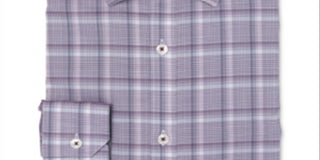 Camisa xadrez masculina Ryan Seacrest Distinction de algodão, roxa, tamanho 15,5 x 32-33