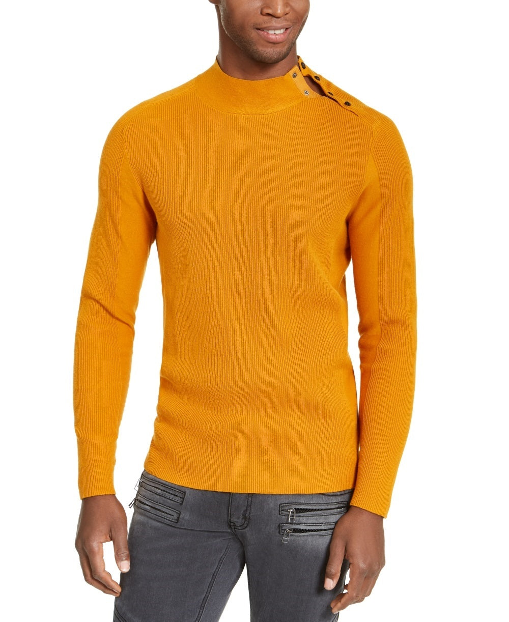 Suéter masculino com gola canelada e botões INC International Concepts, amarelo, tamanho XXX-G