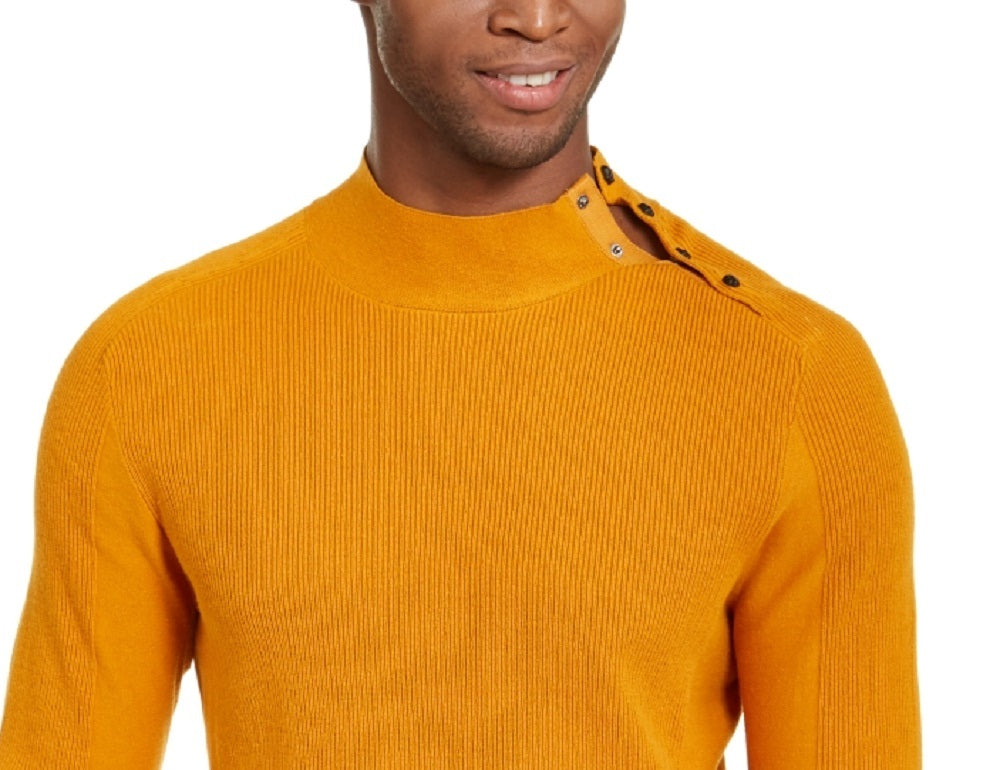 Suéter masculino com gola canelada e botões INC International Concepts, amarelo, tamanho XXX-G
