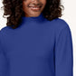 Blusa de gola alta de algodão Karen Scott feminina, azul escuro, tamanho pequeno