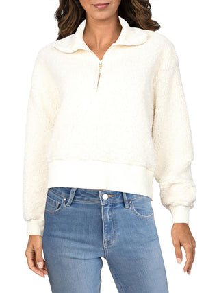 Pulôver Derek Heart Junior Sherpa 1/2 Zip Branco Tamanho Grande