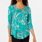 Camiseta estampada feminina JM Collection, verde, tamanho pequeno