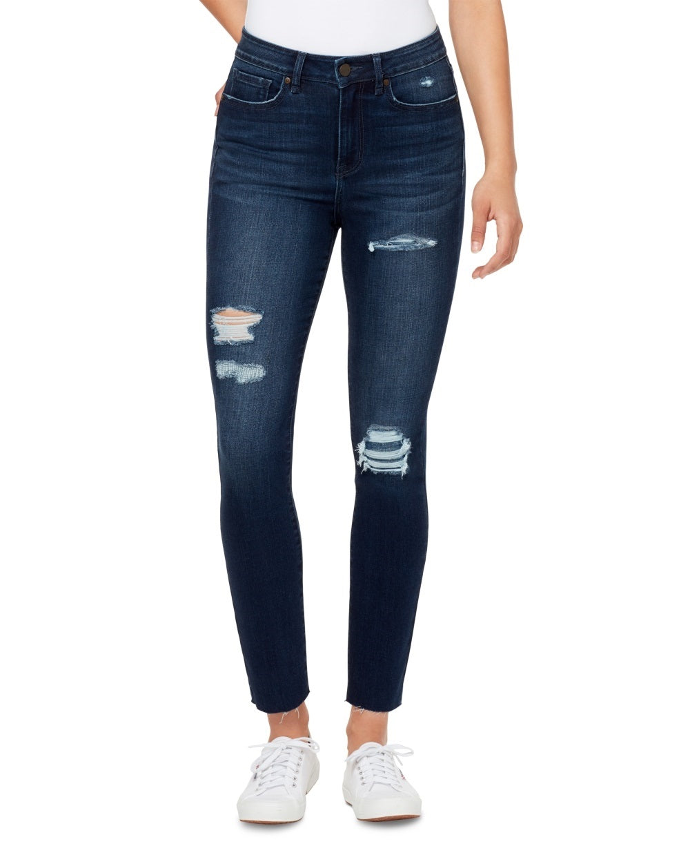 Calça jeans skinny feminina William Rast, desgastada, de cintura alta, azul-escuro, tamanho 24
