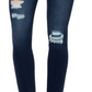 Calça jeans skinny feminina William Rast, desgastada, de cintura alta, azul-escuro, tamanho 24