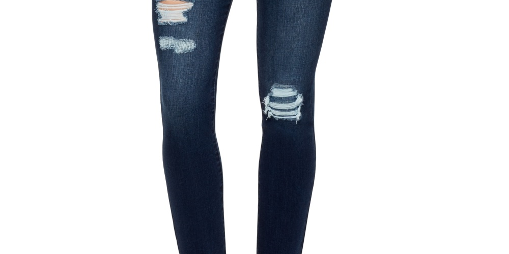 Calça jeans skinny feminina William Rast, desgastada, de cintura alta, azul-escuro, tamanho 24