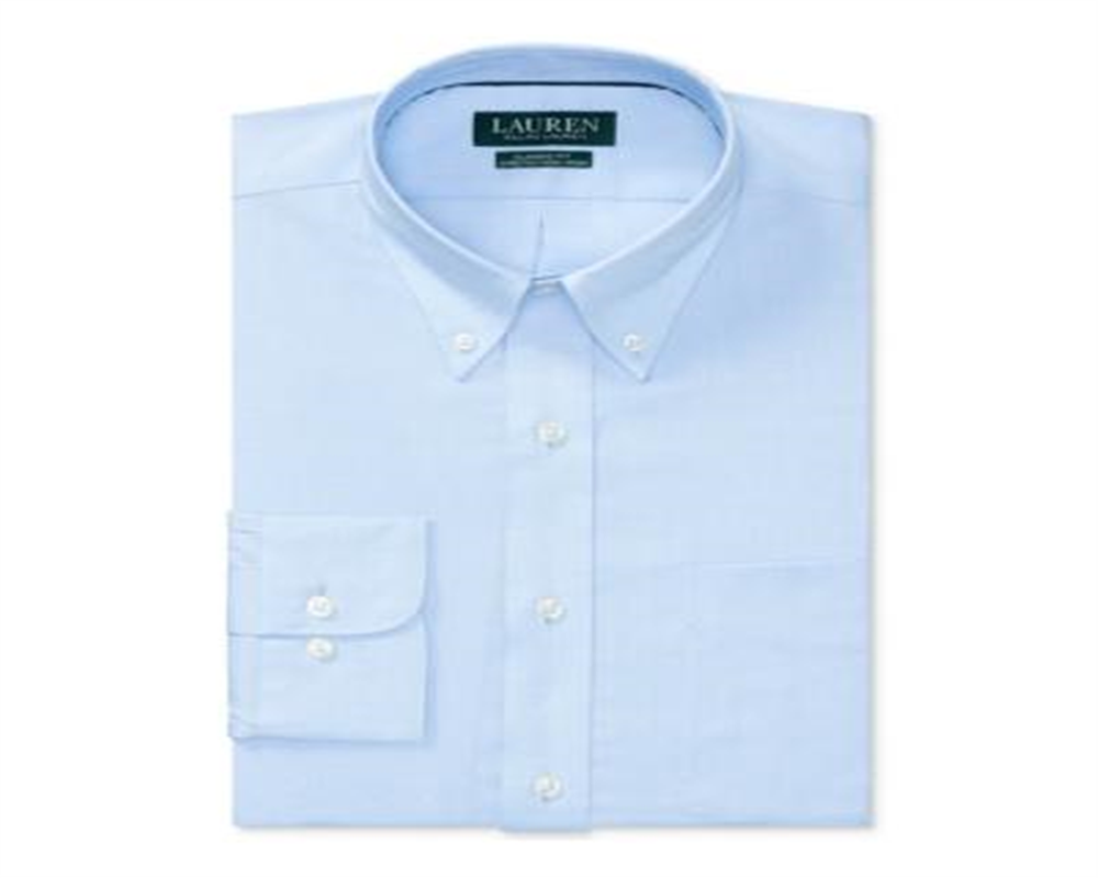 Camisa social Ralph Lauren Masculina Classic Regular Fit, sem passar a ferro, com detalhe em ponto, azul, tamanho grande