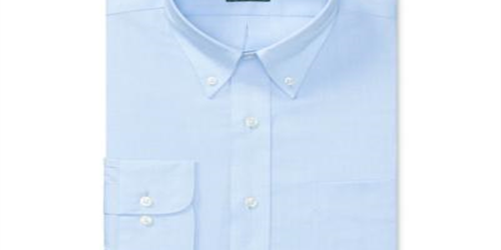 Camisa social Ralph Lauren Masculina Classic Regular Fit, sem passar a ferro, com detalhe em ponto, azul, tamanho grande