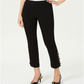 Calça feminina com cadarço contrastante e tornozelo JM Collection, preta, tamanho médio