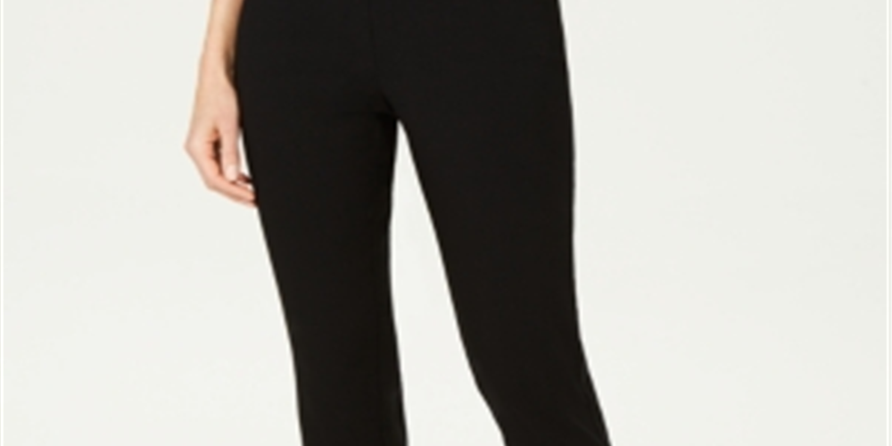 Calça feminina com cadarço contrastante e tornozelo JM Collection, preta, tamanho médio