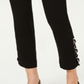 Calça feminina com cadarço contrastante e tornozelo JM Collection, preta, tamanho médio