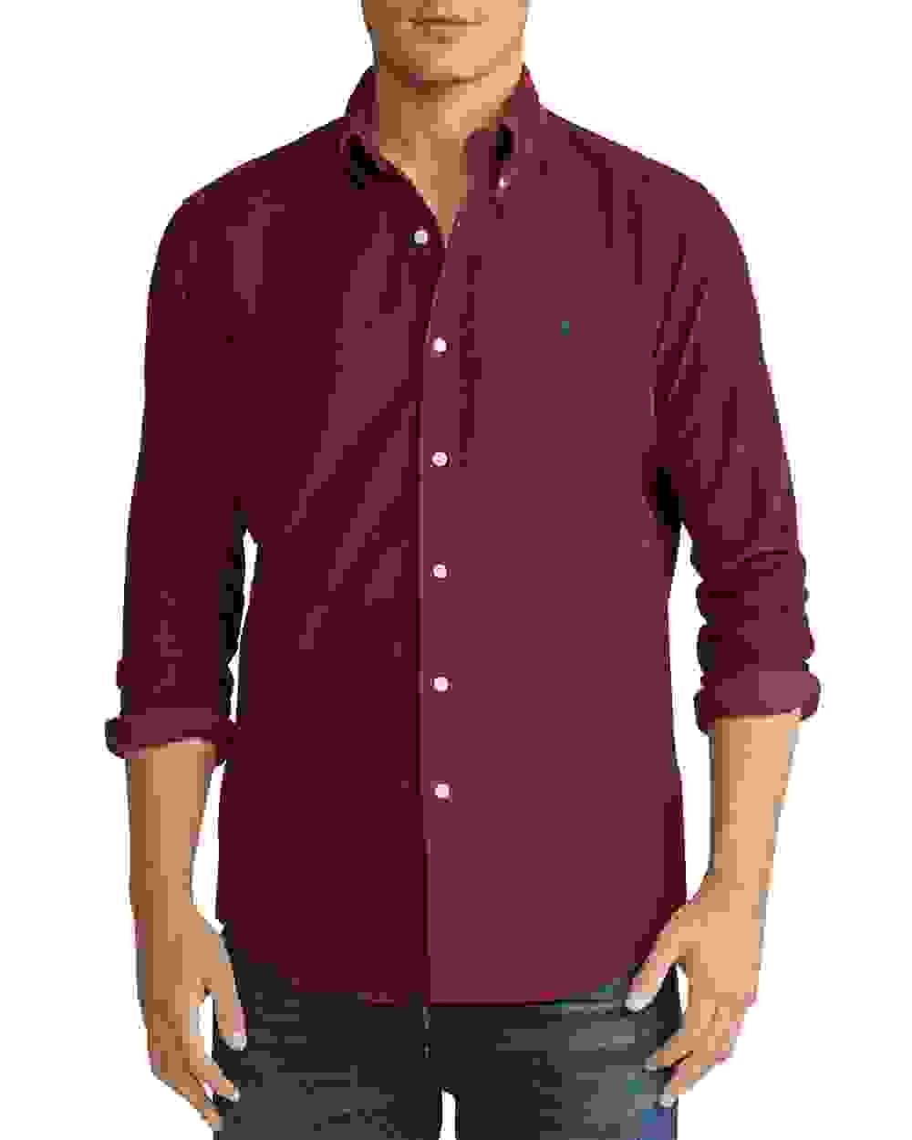 Camisa Ralph Lauren Masculina Classic Fit Veludo Cotelê Vermelha Tamanho X-S